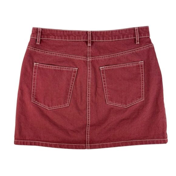 H&M Divided Rust Red Denim Jean Mini Skirt Size 8 - Picture 2 of 5